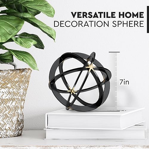 Everydecor Decorative Sphere for Home Decor - Black & Gold, Hand Painted, Modern Decorative Balls for Living Room, Bedroom, Kitchen, Bathroom, Office - Table Decorative Orbs for Centerpiece - color: Black & Gold