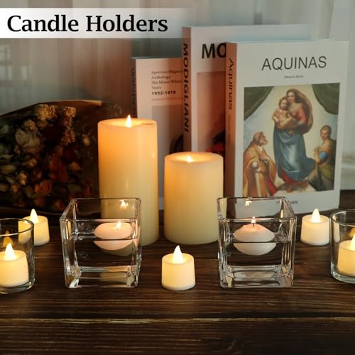 Set of 6 Square Glass Vases 3" x3" x 3", Clear Flower Vases for Centerpieces, Candle Holder for Wedding Party Events, Home Décor - size: 3inch