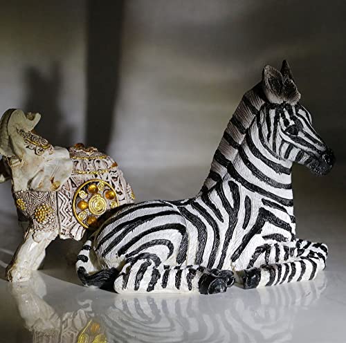 Zebra Table Sculpture - Resin Zebra Figurine - Black, White - African Safari Zebra Collectible for Bedroom, Living Room, Office, Bookshelf, Mantel, Entryway, Foyer, Nursery -5.9inch L x 3.54inch H