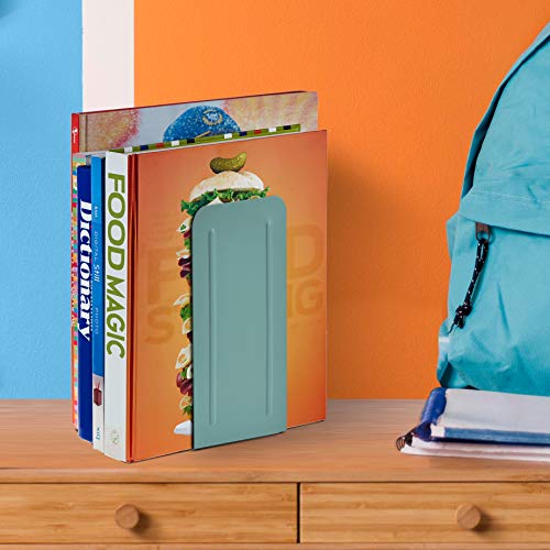 Acrimet Metal Bookends, Jumbo Size 9" H x 4" W x 4-1/2" D, Non-Skid Book Stand for Shelves, Heavy Duty Book Stopper, Green, 1 Pair - color: Green