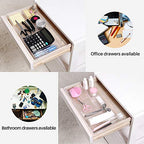 Oubonun Expandable Drawer Organizer 11.1” to 19.2” Width, Shallow Cosmetic Organizer 1.3” Height, 4 Packs, Clear Plastic Storage Trays for Dressing Table,Bathroom - style: Shallow 4 Packs