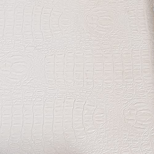 Set of 2 Modern Elegant Large Wood Serving Tray, Rectangle Decorative Tray Ottoman Tay Coffee Table Tray, Pearl White Crocodile Leather with Gold Polished Metal Handles - style: White Crocodile Tray