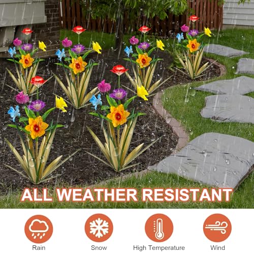 Homight Metal Agave Plant Outdoor Decoration Outdoor Garden Decoration Daffodils Flowers Mexican Yard Art Daffodils Flowers Decorative Garden Gift (2 Big Colorful) - color: 2 Big Colorful