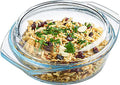 Glass Casserole Dish, Clear Glass Round Casserole Dish with Lid and Handles, 1 Quart Covered Bowl for Cooking, Baking, Serving, Microwave, Dishwasher, and Oven Safe Cookware