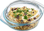Glass Casserole Dish, Clear Glass Round Casserole Dish with Lid and Handles, 1 Quart Covered Bowl for Cooking, Baking, Serving, Microwave, Dishwasher, and Oven Safe Cookware