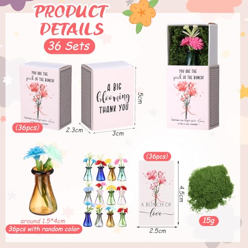 24 Sets Mother's Day Bulk Gifts for Women Teacher Nurse Appreciation Positive Mini Bud Vases with Flower Office Desk Decor Mini Box Breathing Thank You Gifts for Graduation Coworker Staff (Mix Color) - color: Mix Color