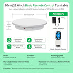 Remote-Controlled Motorized Electric Turntable,Heavy Duty Rotating Display Stand,Speed-adjustable Rotating Platform ,Multi-mode 360° Photography Turntable For 3D Scan,Photography(23.6in/White) - size: 23.64inch/White/500Lbs Load