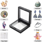3D Floating Frame with Stand, Challenge Coin Display Holder, 4 Pack Floating Display, 2.75"x2.75" Gift Packing Frame (Black) - color: Black