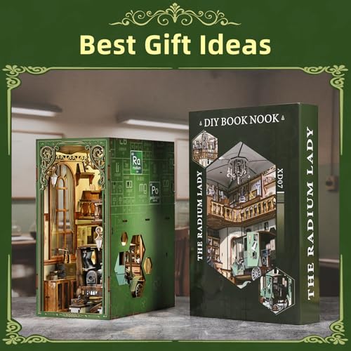 MiniCity Book Nook Kit, DIY Miniature Dollhouse Kit 3D Puzzles for Adults Tiny House Mini Home Craft Bookshelf Nook Puzzle Book Decor Gifts for Teenagers Book Lovers (The Radium Lady) - style: The Radium Lady