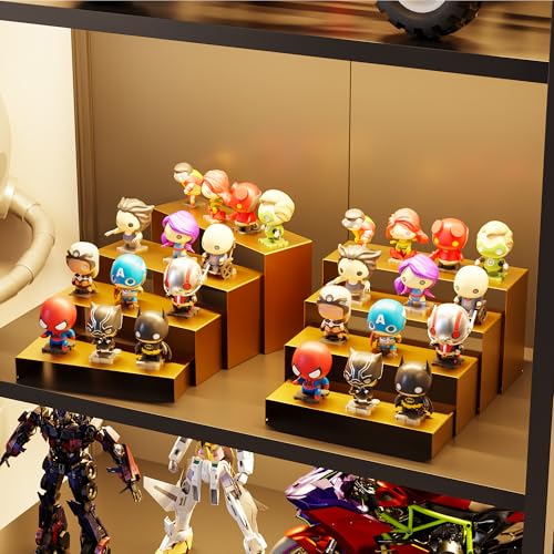 Gold Matte Metal Display Stand,8 Pcs 2 Set Display Risers, Metal Rectangular Display Shelf Holders for Showcase, Dessert, Perfume, Vendor Events, Cupcake Stands, Toys Display Shelves ( 8Pcs-Gold, 7”L~8”L~9”L ) - color: 8Pcs-Gold