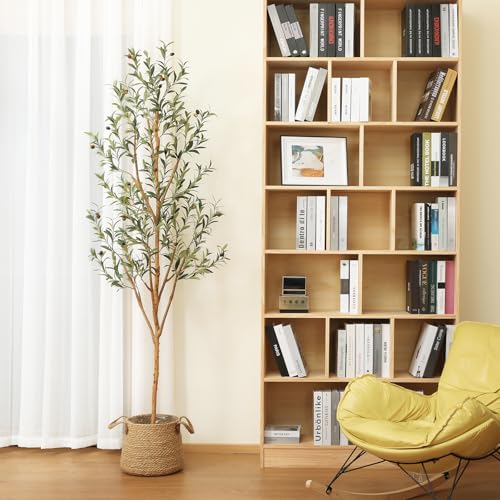 Kazeila Artificial Olive Tree 7FT Tall Faux Silk Plant for Home Office Decor Indoor Fake Potted Tree with Wood Branches and Fruits - size: 7ft