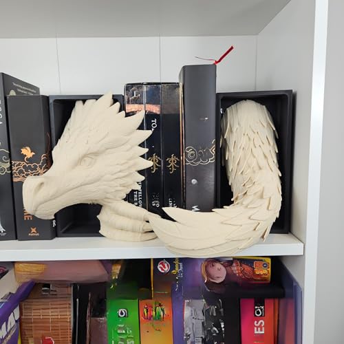 Dragons Awakening Book End – Fantasy Book Nook Insert for Dragon Readers – Unique Home Decor for Bookshelves & Libraries (Head and Tail - Wind Dragon) - color: Head and Tail - Wind Dragon