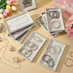 Inbagi 8 Pcs Small Velvet Jewelry Tray Stackable Jewelry Drawers Organizer Trays Jewelry Storage Trays 8.3 x 4.7 x 1 Inches (Beige) - color: Beige