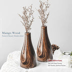 Aeravida Artistic Grain Pattern Natural Mango Tree Wood Flower Set of 2 Vase | Modern Farmhouse Home Décor | Kitchen Bedroom Living Room Home Decoration - size: 2PCS