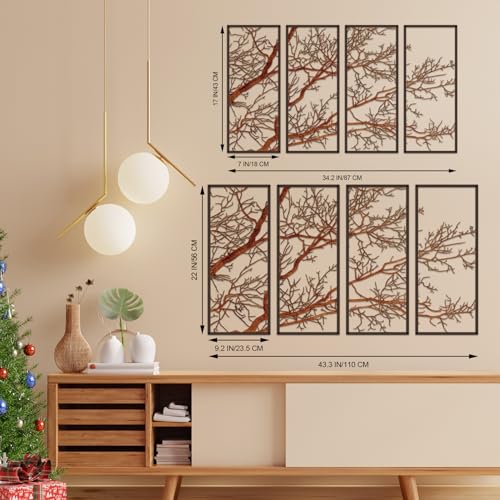 ESTART 4 Pieces Tree of Life Metal Wall Decor, Colorful Tree Branch Metal Wall Art, Tree Sign Wall Hangings for Home Garden Office Living Room Indoor Outdoor (Colorful, Large) - color: Colorful, size: Large