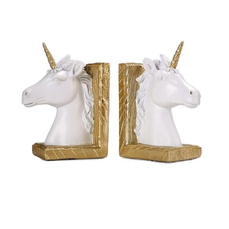 Bookends Decorative Bookends Creative Horse Head Shape Ornaments Handmade Light Luxury Bookends Office, Study Books Rely on Handicrafts Bookends & Book Racks (Color : White) - color: White