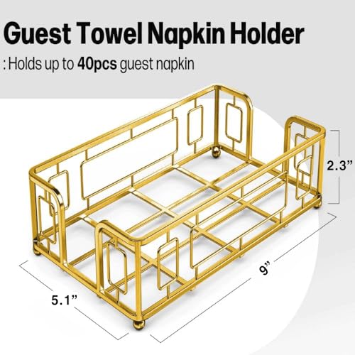 Guest Towel Holder Tray for Bathroom – Gold Napkin Holder for Disposable Paper Hand Towels, Vanity Countertop Hand Towel Organizer, Modern Bathroom Accessory for Guest Napkins - color: I - Matt Gold Guest Towel Holder Tray, size: Guest Towel Holder