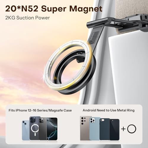 OMOTON TP02 360°Rotating for MagSafe Tripod, Adjustable Aluminum Magnetic Phone Tripod for iPhone 17/16/15/14 Pro Max Air, Foldable Cell Phone Stand Fits Vlog, Gym, Travel Essentials Accessories - color: 1-Black