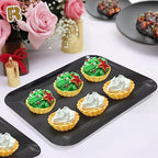 3 Pack Black Plastic Serving Trays for Party - Black Serving Tray 8 x 11 Inch - Heavy Duty Dessert Trays for Food - Rectangular Party Serving Trays for Entertaining - color: Black