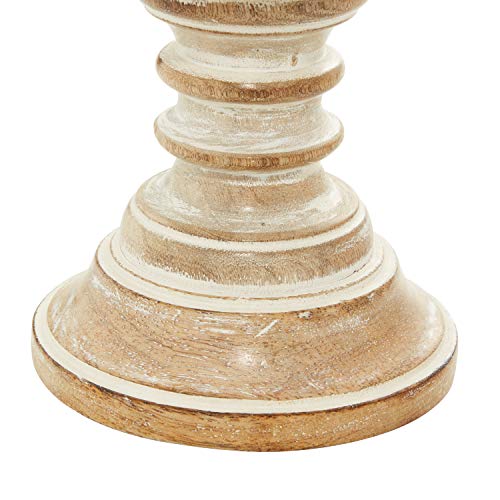 Deco 79 Mango Wood Solid Candle Holder, Set of 2 6"H, 5"W, Brown