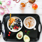 KAQAHIDO Large Melamine Serving Trays for Eating, 17.5’’ x 12’’ Serve Platter for Appetizer, Charcuterie, Food, Snack, Cupcakes, Dessert, BPA-Free, Dishwasher Safe Tray, Set of 2, Black - color: Black