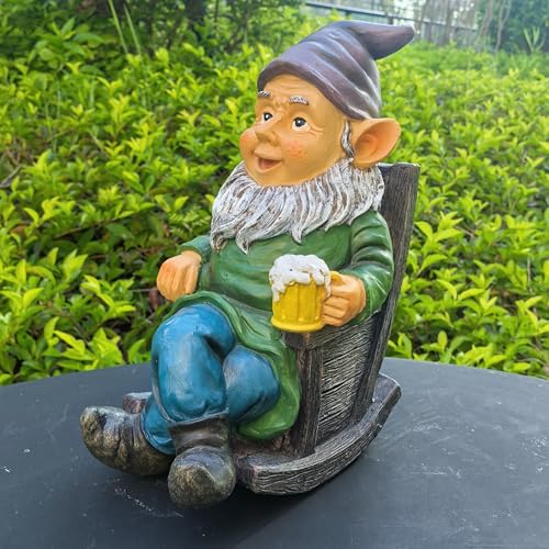 Drinking Beer Garden Gnome Statue Decoration, Figurine Ornament for Indoor Outdoor Home Patio Yard Lawn(Purple) - color: Purple