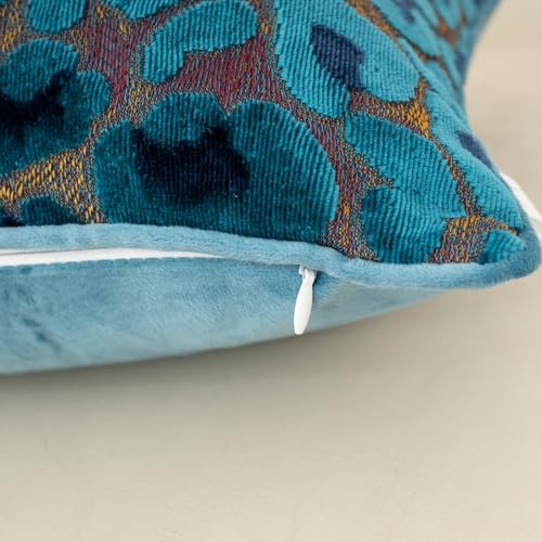 Alerfa Blue Floral Throw Pillow Cover 20 x 20 Inch Cut Velvet Sqaure Luxury Decorative Pillow Cover for Couch Living Room Bedroom - color: Blue, size: 20" x 20" (Pack of 1)