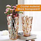 CEMABT Amber Glass Vase for Centerpieces, 9.4-inch Height, 5.1-inch Opening Width, 3.4 lbs Weight, Unbreakable, Suitable for All Kinds of Flowers, Modern and Elegant - color: Amber