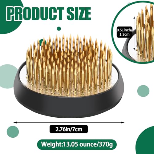 Sliner 16 Pieces Floral Frogs Round Flower Holder Japanese Ikebana Vase Kenzan Flower Flower Arranger Flower Fixed Tools Pin for Flower Arrangement Home DIY Craft(Gold,2.76 Inch) - color: Gold, size: 2.76 Inch