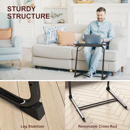 TV Tray Table, Adjustable TV Dinner Table for Eating on Couch with Cup Holder, Folding Couch Desk with 6 Height & 3 Tilt Angle Adjustments, Comfortable Laptop Stand for Bed & Sofa, Black - color: Tv Tray