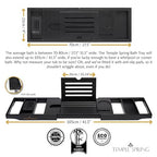 Temple Spring Bamboo Bathtub Tray Caddy for Tub — Expandable Wood Bath Tray with Solid Book Stand Wine Holder and Non-Slip Pads — Includes Bamboo Soap Dish and Spa Accessories — Luxury Bath Gift Set - color: Black
