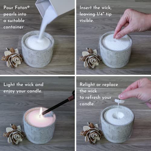 Foton Pearled Candle 18 Oz - Misty Monte Sandalwood Jasmine Scented Non Toxic Luxury Long Lasting Powder Candles up to 120 Hours - Refillable Candle Sand with 30 Wicks for Candle Making - size: 18 oz