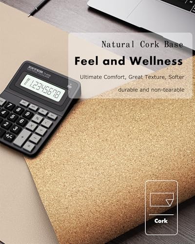 YSAGi Double-Sided Desk Pad, 31.5"x15.7" Leather Desk Mat, Eco Cork Desk Pad Protector,Large Mouse Pad,Waterproof Desk Blotter for Office/Home (Beige/Cork) - color: Beige/Cork, size: 31.5"x15.7"