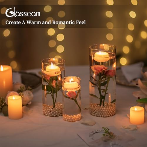 Glasseam Hurricane Glass Candle Holders: 30 Pcs Cylinder Glass Pillar Candle Holder Set for Table Centerpiece Clear Cylinder Vase Bulk Hurricane Vases for Centerpieces Wedding Party Christmas Decor - color: 30