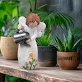 JFHEDY Gardening Gifts for Women, Angel Figurines Guardian Gifts for Women, New Home Gift Ideas, Sculpted Hand-Painted Figurine Angel Figurine
