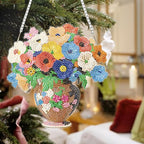 Auremi Vase Flower Diamond Art Hanging Kit for Adult, Special Shaped Rhinestone, DIY Acrylic 5D Flower Diamond Painting Window Pendants Signs, Home Garden Wall Hanging Ornament - color: Flower