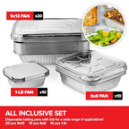Disposable Foil Pans with Lids (Set of 40) Heavy Duty Aluminum Pans with Lids (20) 9x13, (10) 8x8, (10) 1-Lb Baking Tins with Covers for Cooking, Heating, Holiday Dinner Meals, Stock Your Home - size: Assorted 40 Pack w/ Lids