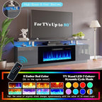 AMERLIFE Fireplace TV Stand with 36" Fireplace, 70" Modern Fireplace Entertainment Center LED Lights, 2 Tier TV Console Cabinet for TVs Up to 80", Grey - color: Grey, size: 70"