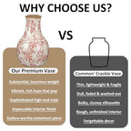 LemonRoad Vintage Ceramic Flower Vase 5.7 Inch Chinoiserie Ice Cracked Glaze Porcelain Vase Rustic Ceramic Large Centerpieces for Home Table Living Room Bookshelf Office(Paisley Style) - style: Paisley Style