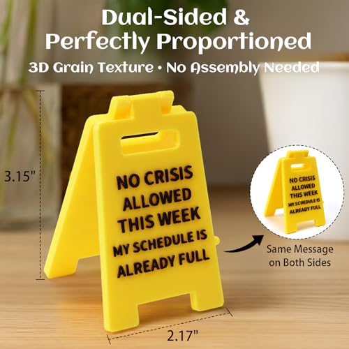 No Crisis Allowed This Week Office Desk Decor Sign, 3D Printed Double-Sided, Motivational Quote Decorations for Cubicle, Funny Coworker Gifts for Women Men, Gag Team Gift for Teammate Employee Boss - color: NO CRISIS ALLOWED
