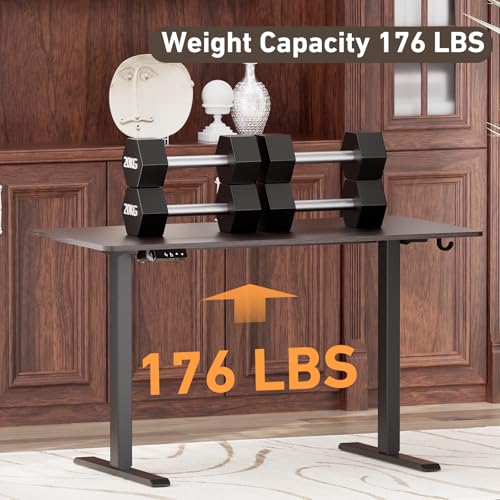 Ywin Electric Height Adjustable Standing Desk with Wheels, 63 x 24 inches Ergonomic Stand Up Desk for Home Office - color: Black Walnut