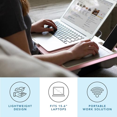 LAPGEAR Home Office Lap Desk with Device Ledge, Mouse Pad, and Phone Holder - Pink - Fits up to 15.6 Inch Laptops - Style No. 91584 - color: Blush Pink, size: Home Office
