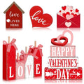Vercraft 11 Pcs Valentine's Day Table Decorations Red Heart Tiered Tray Decor Love Centerpiece Pink Wooden Books Home Table Top Decor for Wedding Party Supplies - style: Love