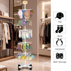 Retail Display Stand Store Display Rack 6 Tier Metal Spinning Display Stand Rack with Wheels Keychain Jewelry Stocking Hat Stand with Hooks for Malls, Showroom, Retail Store (6 Tier White) - color: 6 Tier White