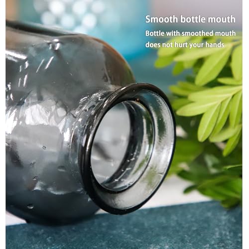 OFFIDIX Glass Vase,6 * 4.1in Large Volume Geometric Faceted Design Flower Vase - color: Black