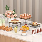 ELITEROO Buffet Risers and Stands, 3 Tier Wood Display Risers, Cake & Cupcake Stands, Dessert Table Display Set, 3Pcs Cube Display Base for Wedding Birthday Party Decor, Rustic Brown, 6"x7"x8" - size: 6"x7"x8"