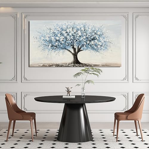 Canvas Wall Art Decor Large Tree of Life Wall Art Decorations Canvas Art Wall Decor Wall Art Pictures for Living Room Vintage White Blue Wall Art Prints Artwork for Walls Bedroom Office Decor 24"X48" - color: XY-01J, size: 48"L x 24"W
