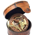 Brass Nautical - Antique Brass & Copper Sundial Compass, Sundial Clock in Box Gift Sun Clock Ship Replica Watch
