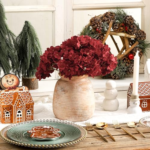 Ceramic Flowers Rustic Vase, Neutral Pottery Farmhouse Vases Home Decor, 7.48" Terracotta Pampas Decorative Vase for Table Entryway Mantel Bookshelf Bedroon Bathroom Living Room - color: 7.5“ H - Yellow