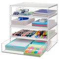 STORi Chloe Space-Saving Clear Drawer Organizer (4 Wide Drawers) Sort Office, Kitchen, Beauty Supplies, Makeup, Pens, Jewelry, Stationary, Made in USA - style: 7.5"W x 1.5"H Drawers (Set of 4)